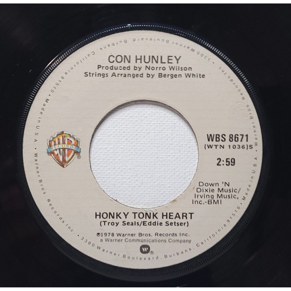 Warner Bros. Other - Con Hunley Vinyl 45 Honky Tonk Heart / You've Still Got A Place In My Heart M-
